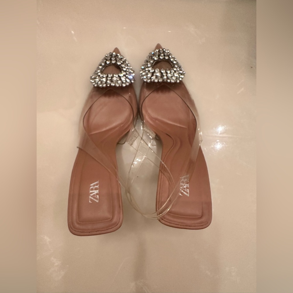 SOLD. DO NOT BUY Blogger fav 2 Zara pointed toe rhinestone embellished heels. - Picture 7 of 13